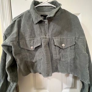 Green cropped corduroy jacket, Forever 21, size small
